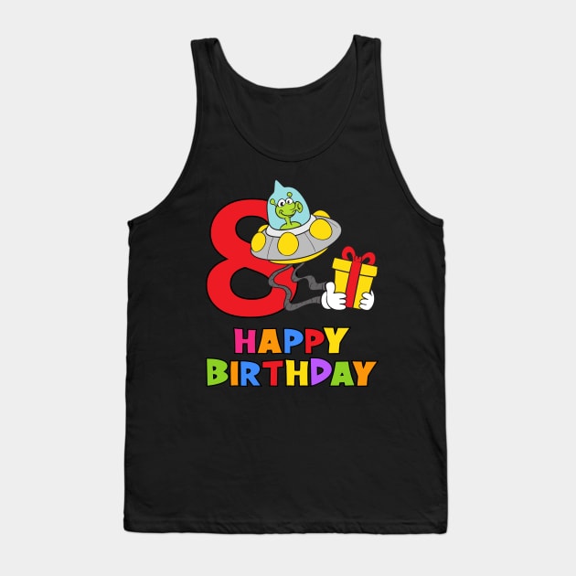 8th Birthday Party 8 Year Old Eight Years Tank Top by KidsBirthdayPartyShirts
